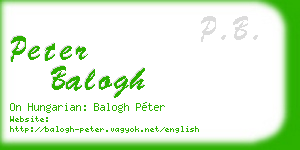 peter balogh business card