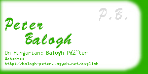 peter balogh business card
